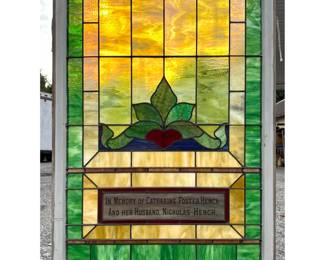 Lot 1735 Good Antique Stained Glass Window. Colorful design.