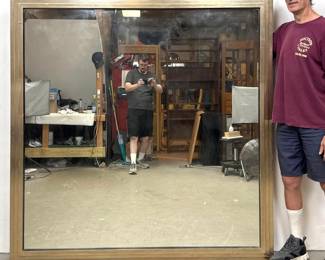 Lot 1704 Large Rectangular Multitiered Cove Wall Mirror in Champagne Gold Finish with Black edges.