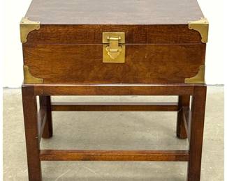 Lot 1530 Campaign Style Brass Bound Hardwood Chest on Stand Side Table.
