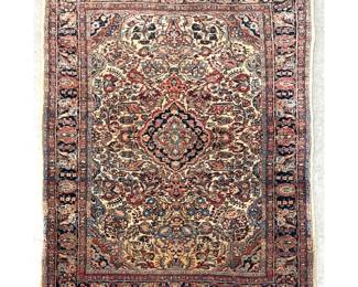 Lot 2059 3 6 X 5 4 Handknotted Persian wool rug featuring central medallion floral design and navy blue bord