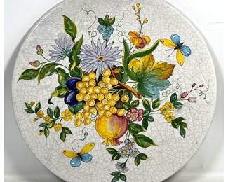 Lot 2021 Large 24 Ceramiche Casola Positano Italy Hand Painted Trivet. Ceramic Tabletop Plaque. Frutta e Fio