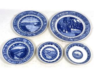 Lot 1902 5pc Lot Baltimore and Ohio Railroad Centenary Blue Transferware China Plates Scammell and Shenango
