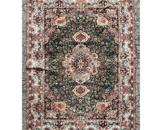 Lot 2071 5 8 X 9 Handmade Carpet Rug with Persian Tabriz Style Medallion Design in Forest Green and Cream
