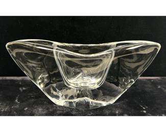 Lot 1912 DAUM France Modernist Freeform Clear Crystal Sculptural Bowl. Signed.