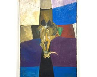 Lot 1691 Niemeyer Large Scale Abstract Oil Painting on Canvas titled Schadel und Kreuz dated 1978. Signed and