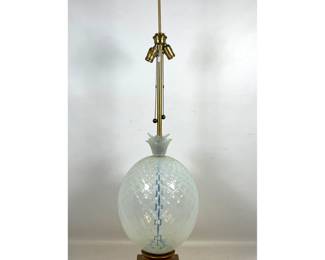 Lot 1448 Large Marbro Lamp Company Venetian Murano Art Glass Table Lamp with Opalescent Lattimo Scale Texture