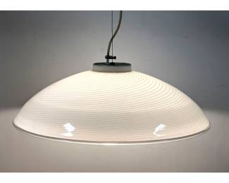 Lot 1498 Mid Century Modern Murano Glass White Swirl Glass Saucer Pendant Light Fixture