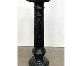 Lot 1792 Neoclassical style Faux Marble Painted Wood Pedestal. Fluted Column Display Stand.