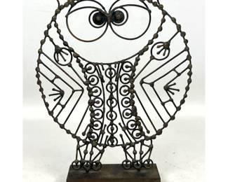 Lot 1664 Jed Wilson 1973 Vintage Mid Century Mod Artisan Made Metal Owl Sculpture.