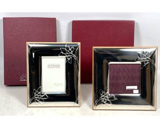 Lot 1804 2pc Lot Italian SOVRANI Sterling Silver Picture Photograph Frames. Repousse Floral Motif. Wood Easel