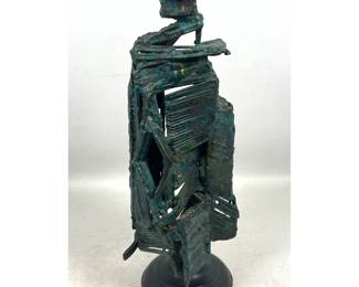 Lot 1667 Brutalist Abstract Welded Metal Sculpture Candlestick featuring Multi Tone Verdigris Patina and a Co