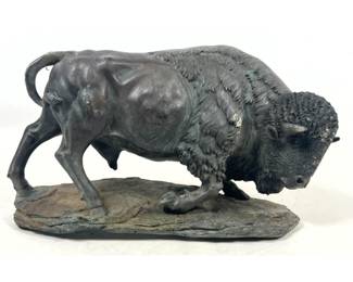 Lot 1953 Hollow cast bronze sculpture of a Charging American Bison