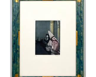 Lot 1491 Artist Signed Limited Edition Aquatint Etching on Paper. Venetian Masked Figures. Pencil Signed and