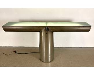Lot 1628 J. Wade Beam for Brueton Mid Century Stainless Steel Tee Console Table.
