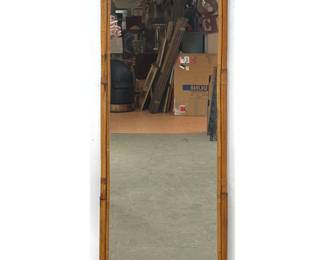 Lot 1767 Italian Full Length Rattan and Wood Wall Mirror with Faux Bamboo Frame