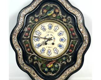 Lot 1726 French Napoleon III Oeil de Boeuf Wall Clock J. Borotti Ervy Mother of Pearl Inlay