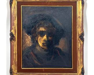 Lot 1944 Jorge Remedios Manuell Oil on Canvas Portrait Painting in Ornate Frame. Signed on Verso.