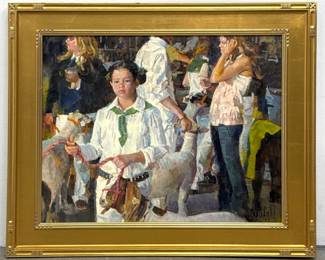 Lot 1695 James Crandall oil on canvas painting titled 4H Girl. Contemporary representational scene. Signed an