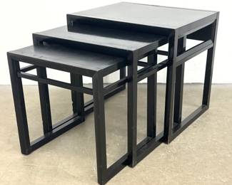 Lot 1442 3pc Set Imperial Furniture Company Ebonized Wood Nesting Side Tables Grand Rapids Michigan