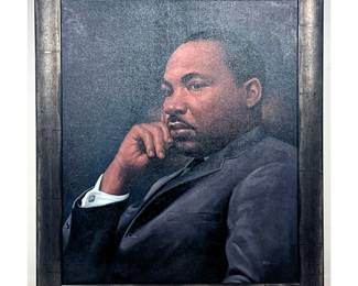 Lot 1687 Noel Painting on Canvas of Martin Luther King Jr. Realistic Portrait Contemplative Pose Signed Lower