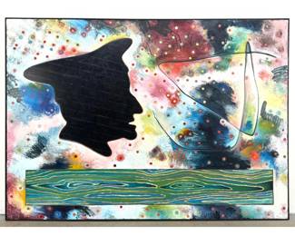 Lot 1457 Large Scale Abstract Mixed Media Painting on Canvas with Shein Collection Label