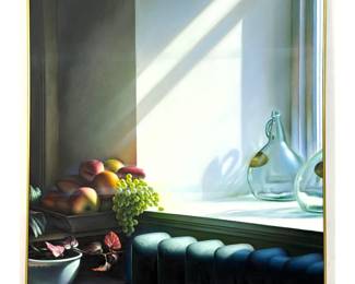 Lot 1641 FERJO 81 Large Still Life Oil Painting on Canvas by FERJO, dated 1981. Hyperrealistic interior with