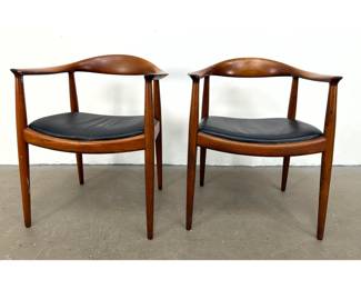 Lot 1406 Pair of Hans J. Wegner for Johannes Hansen Teak The Chair Armchairs. Branded mark.