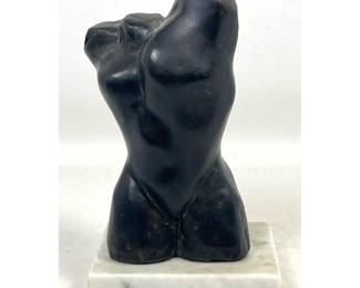 Lot 1662 Artist signed bronze Nude Torso Sculpture.