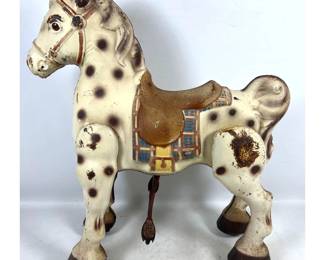 Lot 1428 Vintage Mobo Bronco Mechanical Ride On Pressed Steel Toy Horse Made in England