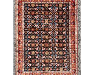 Lot 2052 7 7 X 11 4 Romanian Hand Knotted Wool Pile Bijar Style Rug Navy Color Floral Mahi Pattern