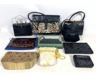 Lot 2033 Assortment o10 Vintage and Contemporary Evening Bags including Franco Bellini, Stuart Weitzman, and