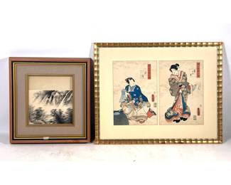 Lot 1873 2pcs Japanese woodblock Prints.