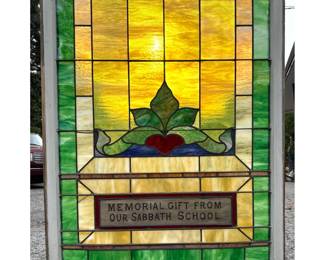 Lot 1737 Good Antique Stained Glass Window. Colorful design.
