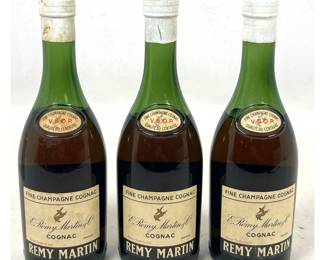 Lot 2023 3pcs Vintage Remy Martin VSOP Fine Champagne Cognac bottles mid 20th century