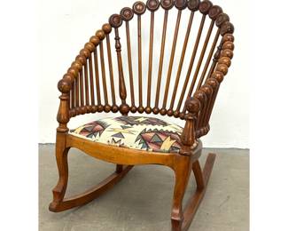 Lot 1724 GEORGE HUNZINGER Lollipop Rocking Chair. Victorian Stick n Ball Details. Dramatic Look. Southwestern