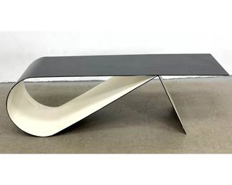 Lot 1604 Heavy Steel Ribbon Coffee Table. Black and white Finish.