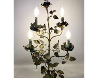 Lot 1736 Hollywood Regency Gilt Metal 4 Light Rose Candelabra Table Lamp Unsigned