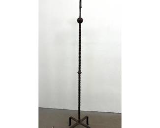 Lot 1551 Spanish Revival Wrought Iron Floor Lamp with Twisted Stem and FleurdeLis Finial bearing LOLLE Mark