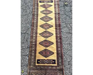 Lot 2067 2 X 6 2 Hand Knotted Wool Runner Rug with Golden Yellow Field and Geometric Tribal Medallion Design
