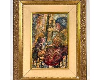 Lot 1935 GILERS Figural Painting on Board. Woman and Child. Double Signed. Dated 66.