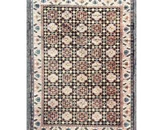 Lot 2051 9 2 X 12 2 Hand knotted wool pile rug with geometric grid garden design and braided fringe. Afshan s