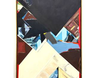 Lot 1642 Robert Steven Koffler Large Geometric Abstract Oil Painting on Canvas. Dated 1976. Signed.