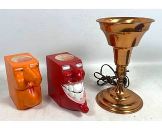 Lot 1592 3pc Lot featuring 2 The Ridiculous Box Works Plastic Figural Face Knick Knack Drawers Humorous form