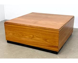 Lot 1462 Large Square Wood Coffee Table on Black Plinth Base.