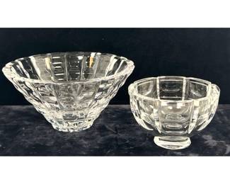 Lot 1914 2pc ORREFORS Swedish Crystal Bowls. Tusen Fonster and Sofiero Patterns. Signed