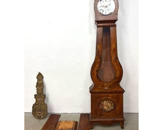 Lot 1768 Antique French Morbier Comtoise Tall Case Clock signed Jacques Humbert a Epinal with Marquetry Case