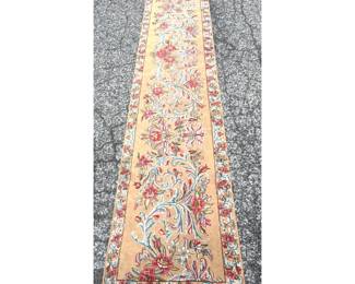 Lot 2079 3 2 X 15 10 Vintage Hand Knotted Wool Runner Rug with Scrolling Floral Design on Camel Ground