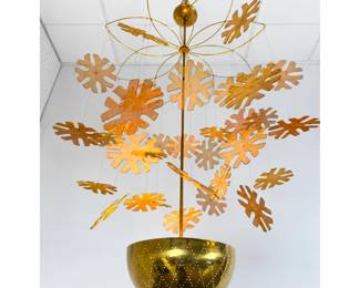 Lot 1526 Large Brass Mobile Snowflake Chandelier. After Paavo Tynell. 32 snowflakes