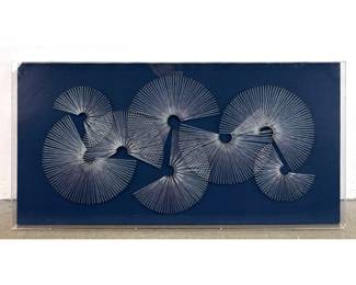 Lot 1615 Large MidCentury Modern Geometric String and Wire Wall Sculpture in Clear Acrylic Shadow Box Case.