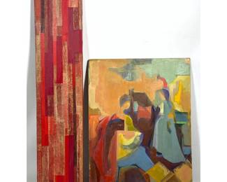 Lot 1658 2pc MidCentury Modern Abstract Paintings including FRAN WILLNER, N.J. Oil and HEALEA 1978 Collage